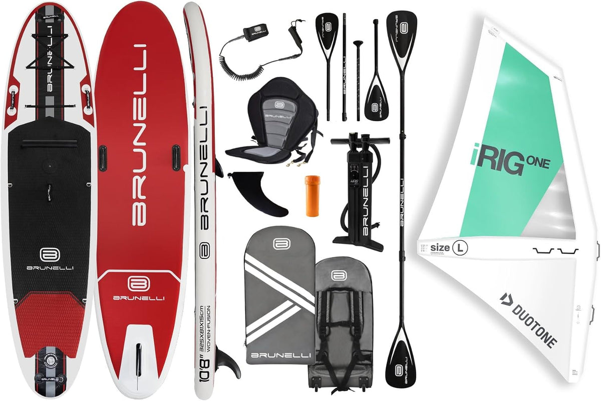 BRUNELLI 10.8 Windsurf Woven Double Layer iSUP Board aufblasbar Stand Up Paddle iRIG L Surf Segel Set White