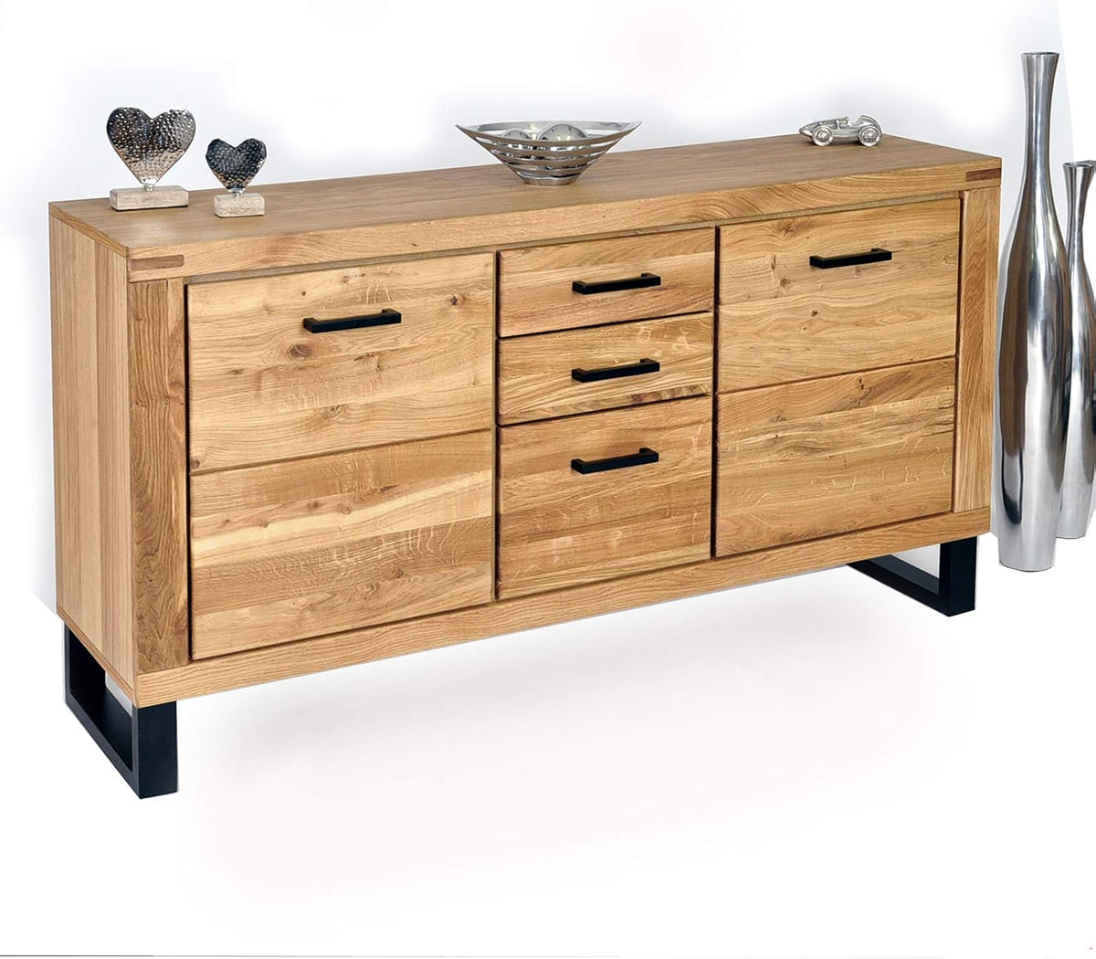 Sideboard Kommode Wildeiche Teilmassiv geölt B158xH82xT40 ELFO Tina 2346