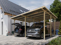 Holz Doppel Carport, 595 x 495 cm, 290 cm hoch, mit UV-Schutz, Fichte Kiefer Carport, 9er Pfosten, inkl. Dacheindeckung
