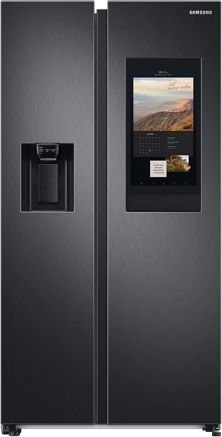 Samsung RS6HA8891B1/EG Side-by-Side Kühlschrank, 178 cm, 614 ℓ, 225 ℓ Gefriervolumen, Family Hub, Premium Black Steel
