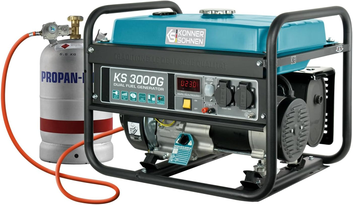 Könner&Söhnen KS 3000G Generator 3000 W, Benzin-LPG Stromerzeuger 4-Takt