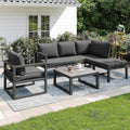 Gartenlounge Set für 4-5 Personen, Sessel und Couchtisch, Lounge Gartenmöbel Set mit Ecksofa, verstellbare Füße, Grau