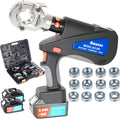 AMZCNC Wiederaufladbare Hydraulische Crimpzange, 18V Lithium Batterien 2 Stück, 16-300mm², 11 Stempel, Kabelschuh Crimpzange