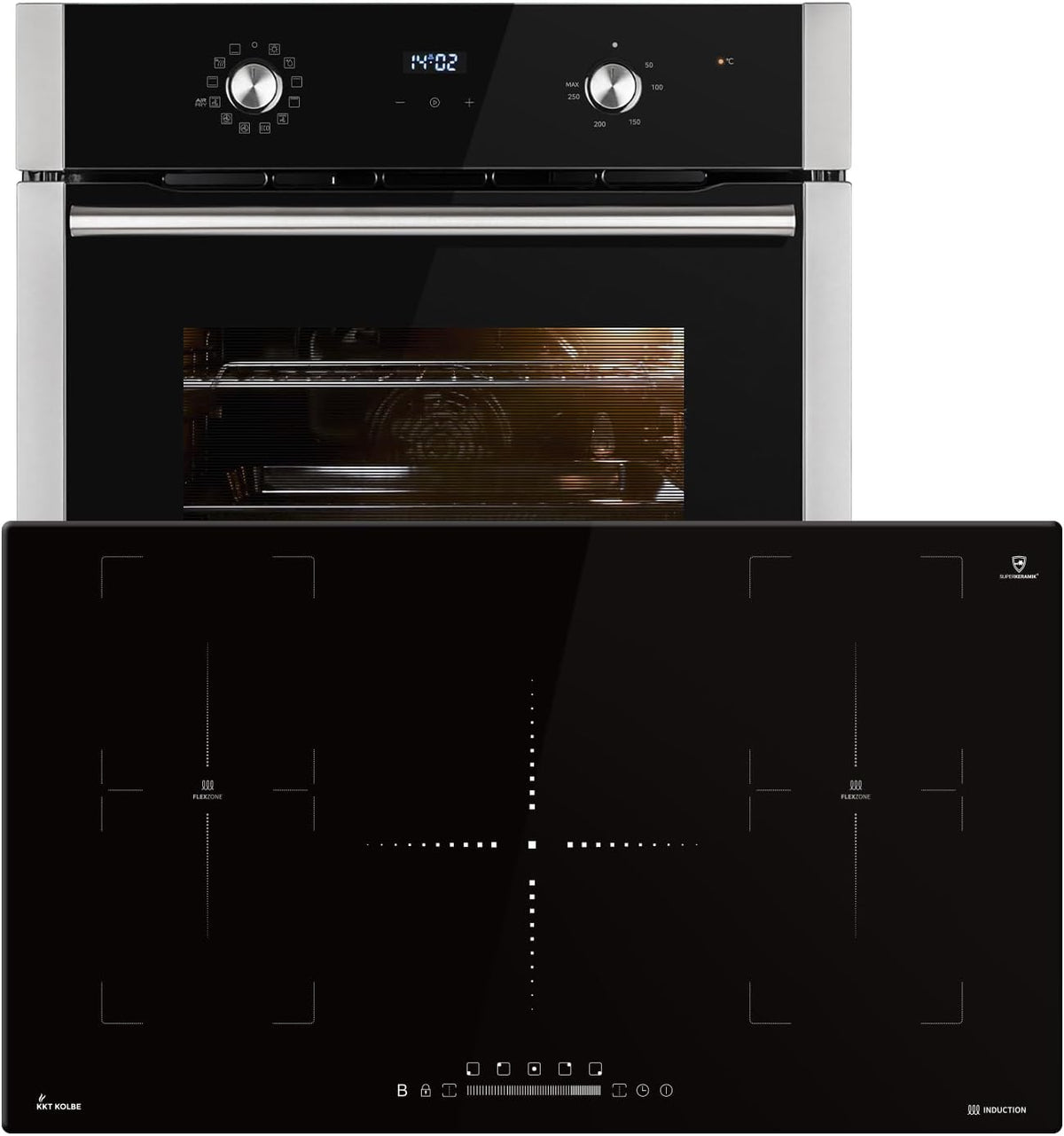 Autarkes Herdset: 60cm Einbaubackofen BO8810SS + 90cm Induktionskochfeld IH89005FZ