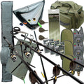 Komplettes Karpfen Angelzubehör Set Up mit 3 X Stangen 3 X Rollen Beinhaltet Rute Sporttasche Carry All, Schwarz, Silber