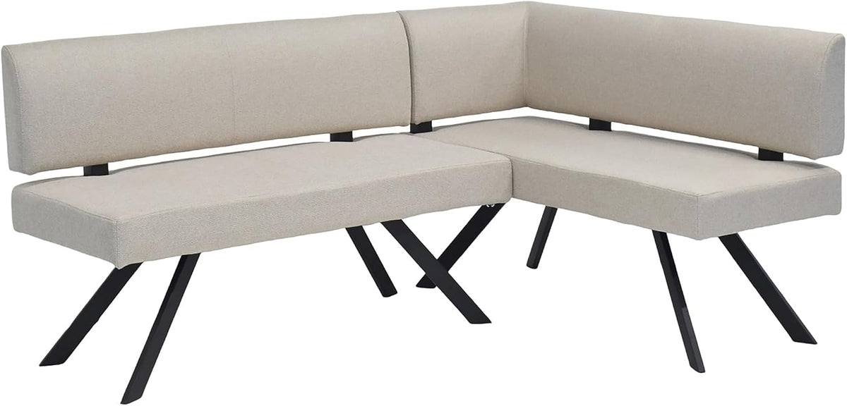 byLIVING Eckbank Toronto, Taschenfederkern, Bezug in Taupe, Gestell schwarz