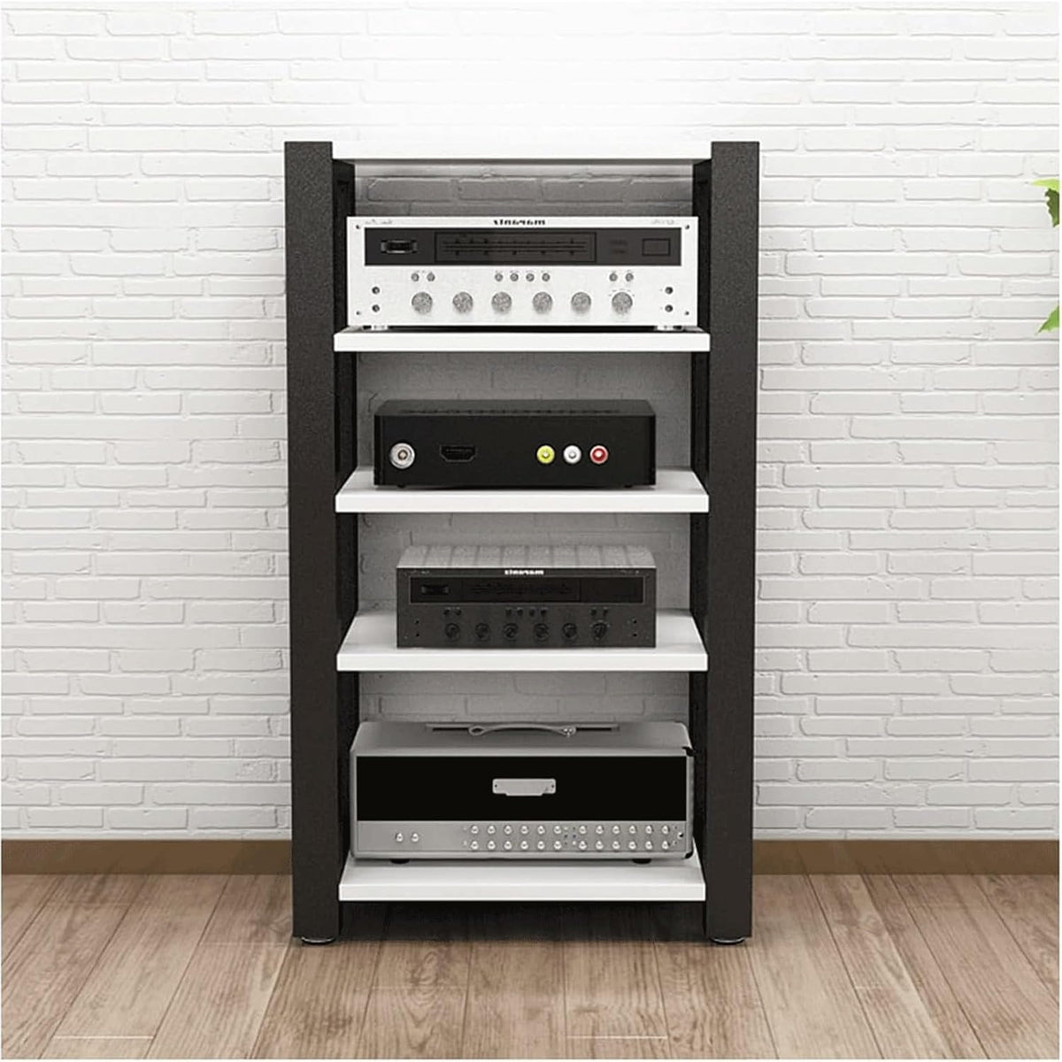 Audio-Rack, 2/3/4/5-stufiges Stereo-Rack, Schrank, verstellbares Audio-Video-Regal, HiFi-Rack, langlebig(Wei�,5 Tier)