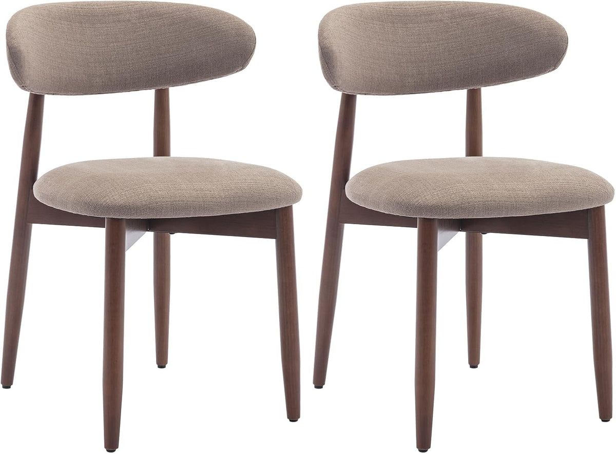 COLAMY Esszimmerstühle 2er Set, Polsternder Stühle Esszimmer mit Rückenlehne, Stoff Dining Chairs mit Back und Holzbeinen für Esszimmer, Küche, Kamel