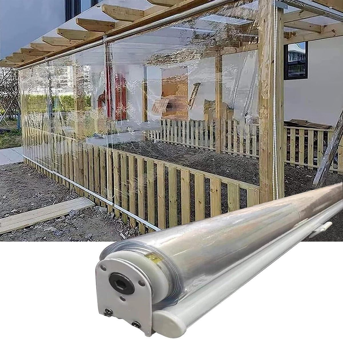 Wasserdichter Outdoor-Rollschirm TransParent PVC Baldachin für Garten, Terrasse und Pavillon, wind- und regenbeständig, Fensterabdeckung, UV-Schutz