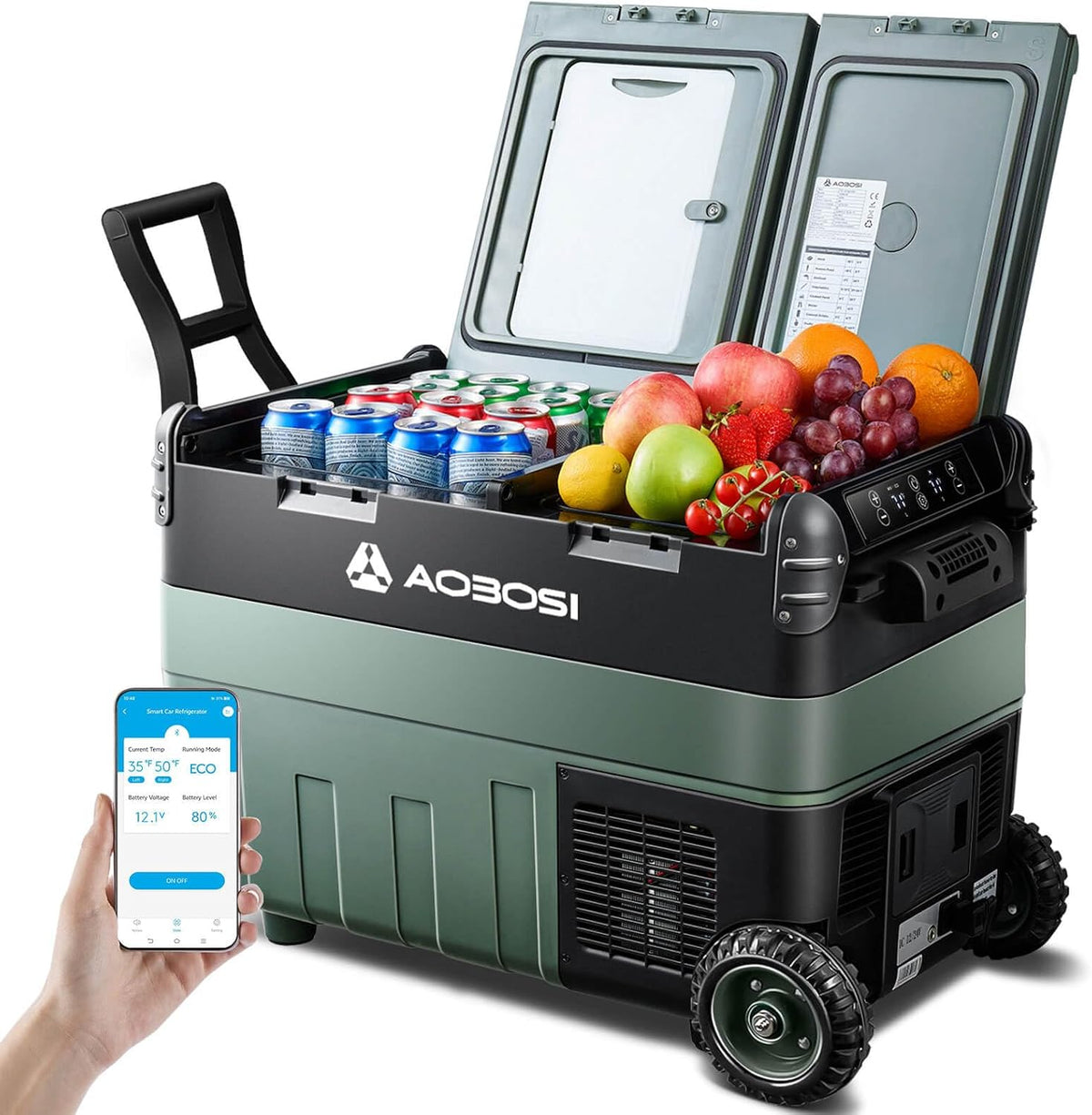 AAOBOSI 40L Kompressor Kühlbox, Camping Kühlschrank mit APP, Dual Zone