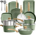 Kitchen Academy Topf und Pfannenset Topfset 17tlg Antihaft-Versiegelung, Pfannenset, Pfannen und Töpfe Grün