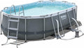Bestway Power Steel Frame Pool Set, 424 x 250 x 100 cm, oval, grau