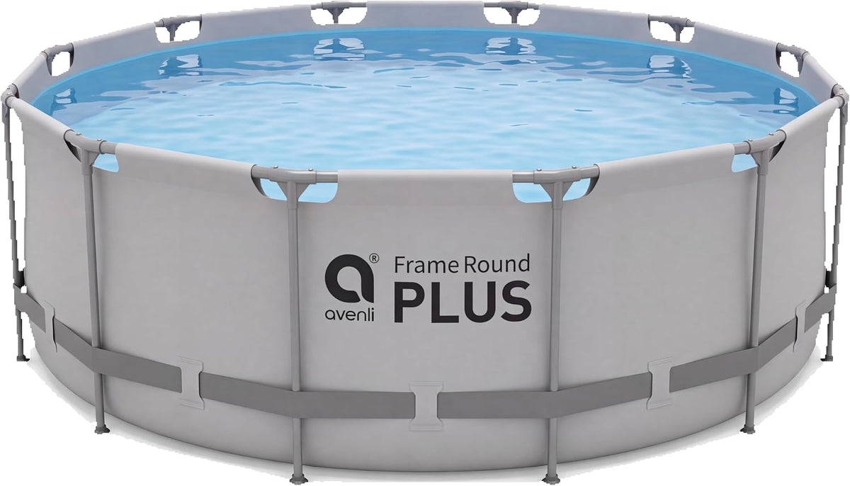 Avenli Frame Plus Pool 366x122cm ohne Zubehör, 10.756 L Aufstellpool Framepool Gartenpool Schwimmbecken Swimmingpool, grau Stahlrahmenpool rund