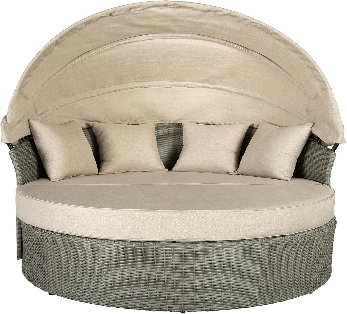 Riess Ambiente Outdoor Sonneninsel, 165cm, inklusive Kissen wetterfest, Playa Living, Natur, Polyrattan Aluminium