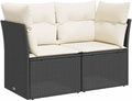 vidaXL Gartensofa mit Kissen 2-Sitzer Schwarz Poly Rattan