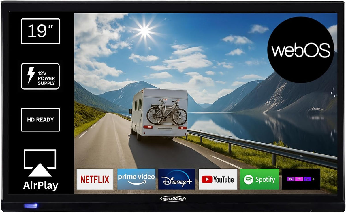 Reflexion LED19iBT 19 Zoll Smart TV (HD Ready, 12V/230V), Leichter Camping Fernseher für Wohnwagen, Boot & LKW mit VESA 100x100, DVB-T2/S2/C, HDMI