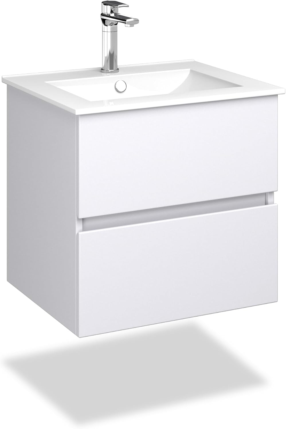 VILSTEIN Waschbecken mit Unterschrank, Set 80 cm in Weiß, Modernes Badezimmermöbel aus feuchtigkeitsbeständigem Material