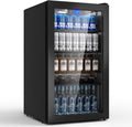 Airfish Getränkekühlschrank mit Glasfront 86L für 130 Dosen, Mini-Kühlschrank mit verstellbaren Regalen für Bier, für Haushalt, Wein & Getränke, Bar