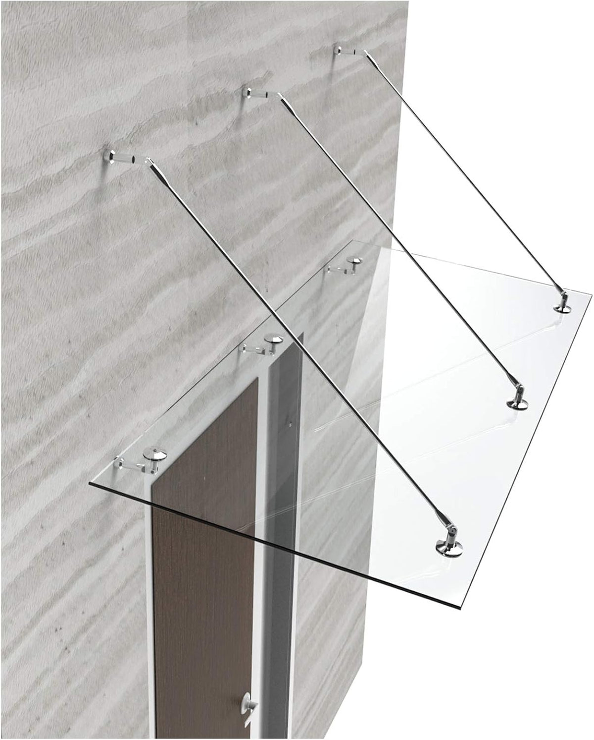 Glasvordach Vordach Türvordach Türdach 200x100 cm aus 13,14 mm starkem Verbundsicherheitsglas (VSG) mit 3 Halterungen aus Hochwertigen V2A