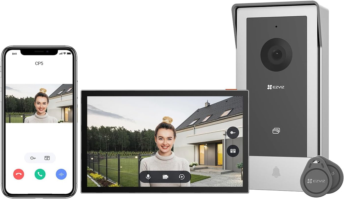 EZVIZ Video-Türsprechanlage, 1080p Nachtsicht und Zwei-Wege-Audio, WiFi Türklingel mit 7' Farb-Touchscreen, Gegensprechanlage mit Fernentriegelung