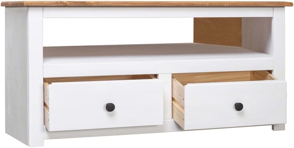 FIRBNUS 93x49x49 cm TV Board TV Schrank Fernsehtisch TV Lowboard TV-MöBel PhonomöBel TV Cabinet TV Bank TV Stand Fernseher Schrank Weiß und Braun