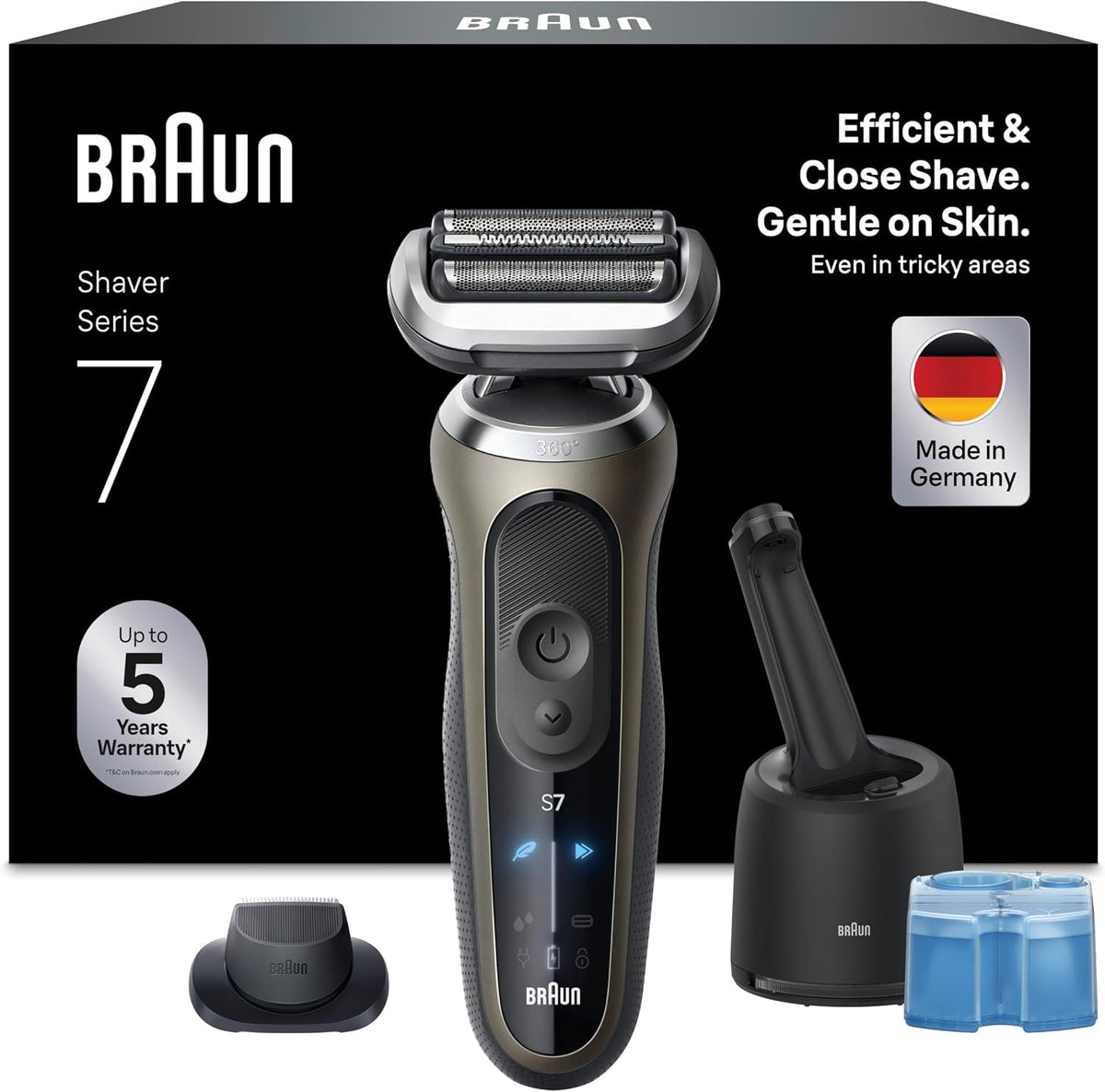 Braun Series 7 Elektrorasierer Herren, 4in1 SmartCare Reinigungsstation, 72-C7200cc, Rasierapparat mit 60 Min. Akkulaufzeit, +1 Aufsatz, Wasserdicht