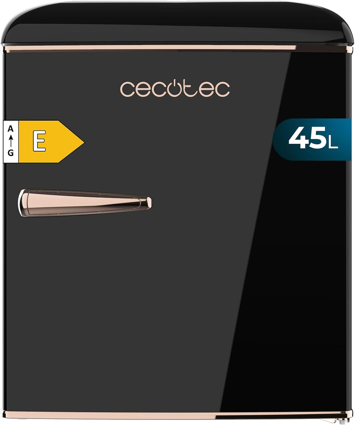 Cecotec Kleiner Kühlschrank, Retro-Tischkühlschrank 45L Bolero CoolMarket TT Origin 45 Black E. 55cm hoch und 44,7cm breit, Energieeffizienzklasse E