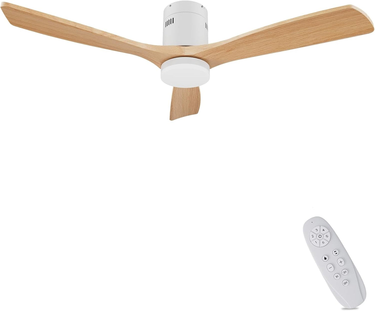Holz Deckenventilator mit Beleuchtung dimmbarem LED 24W Leiser DC-Motor 38W 132 cm hölzern Deckenventilator mit licht Fernbedienung
