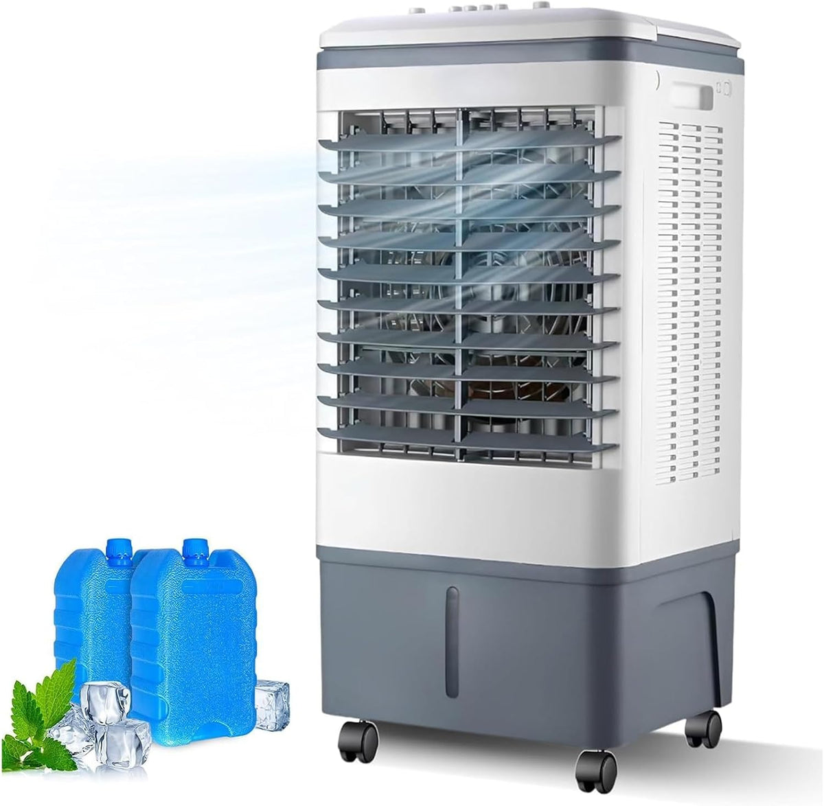 Verdunstungskühler Mit 20L Tank, Klimagerät Ohne Abluftschlauch Mit Wasserkühlung, Für Zuhause, 3 Geschwindigkeiten, Schwenkbar nach links und rechts