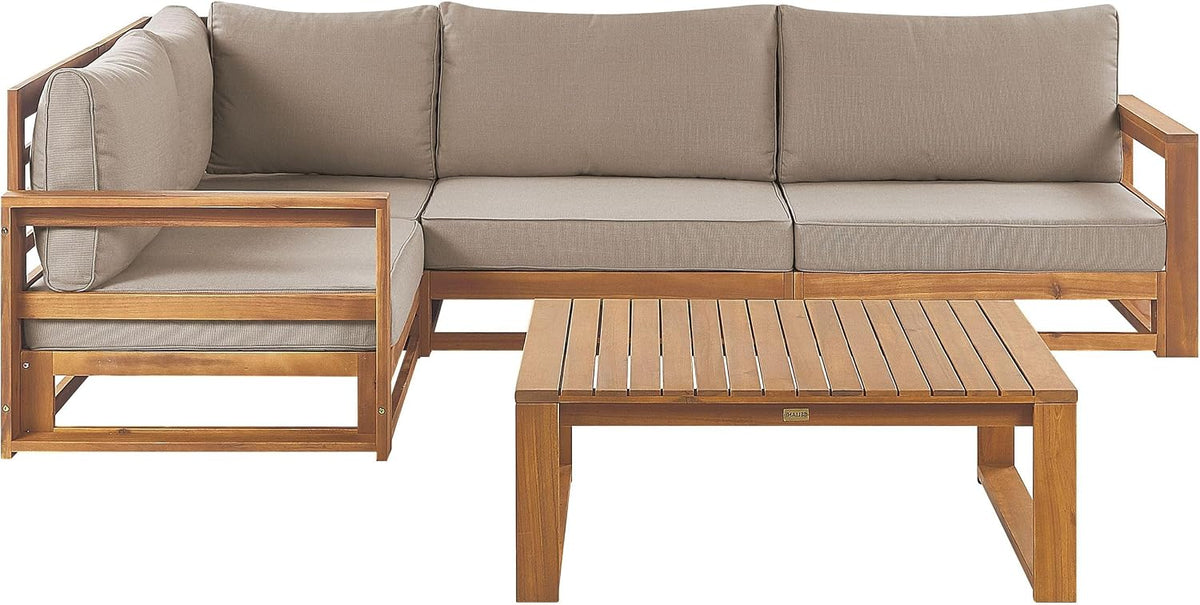 Lounge Set rechtsseitig zertifiziertes Akazienholz hellbraun Timor II