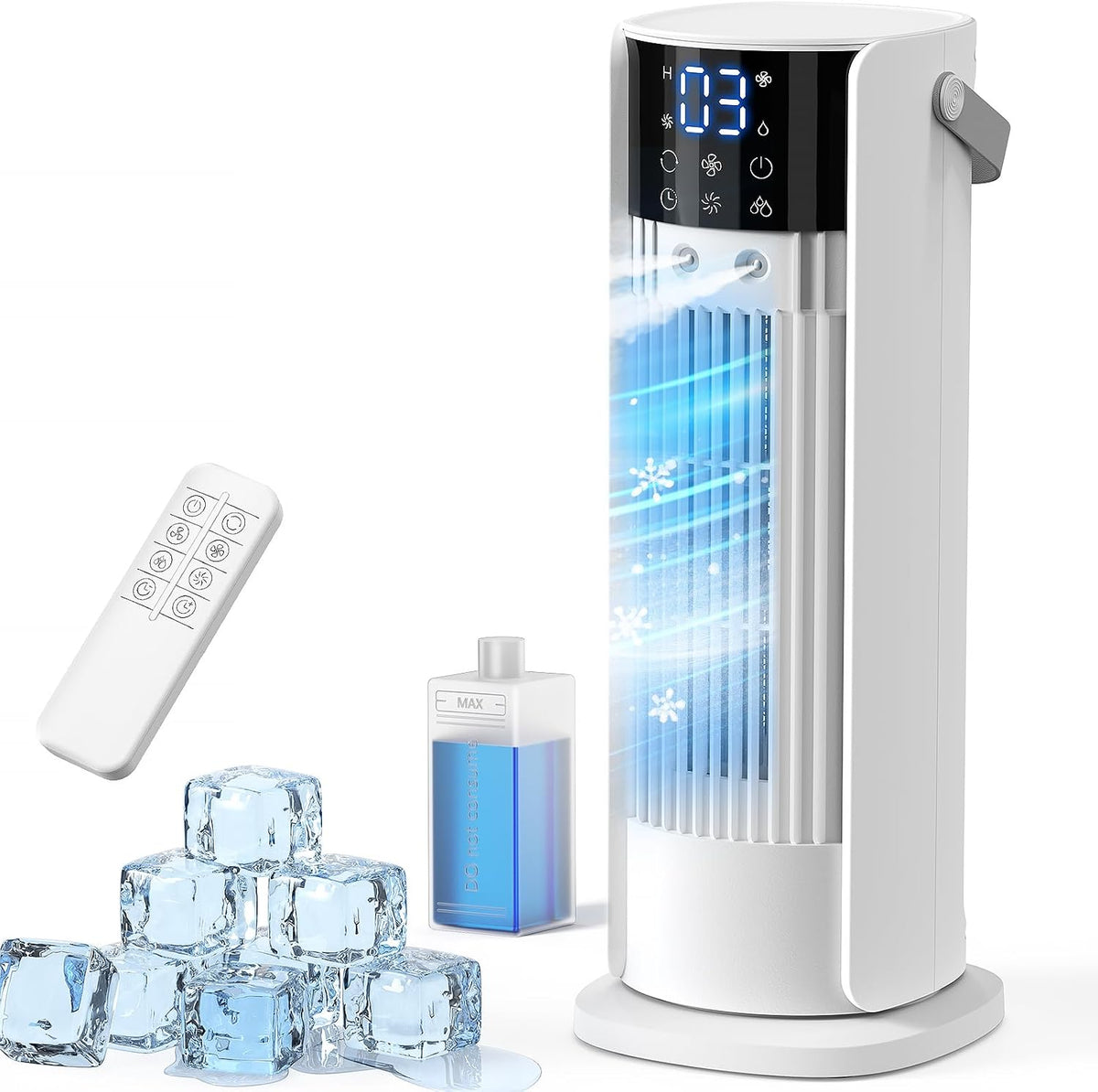 Mobile Klimaanlage, Mini Klimaanlage con Tanque de 900ml, 4-In-1 Luftkühler mit Wasserkühlung, Leise Klimaanlage mit Luftbefeuchter (Reinweiß)