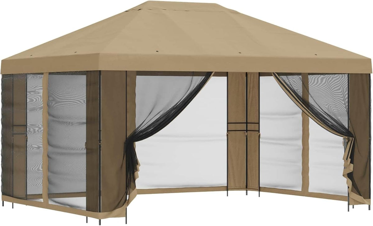 Garten Pavillon mit Seitenwänden 4 x 3 m Beige