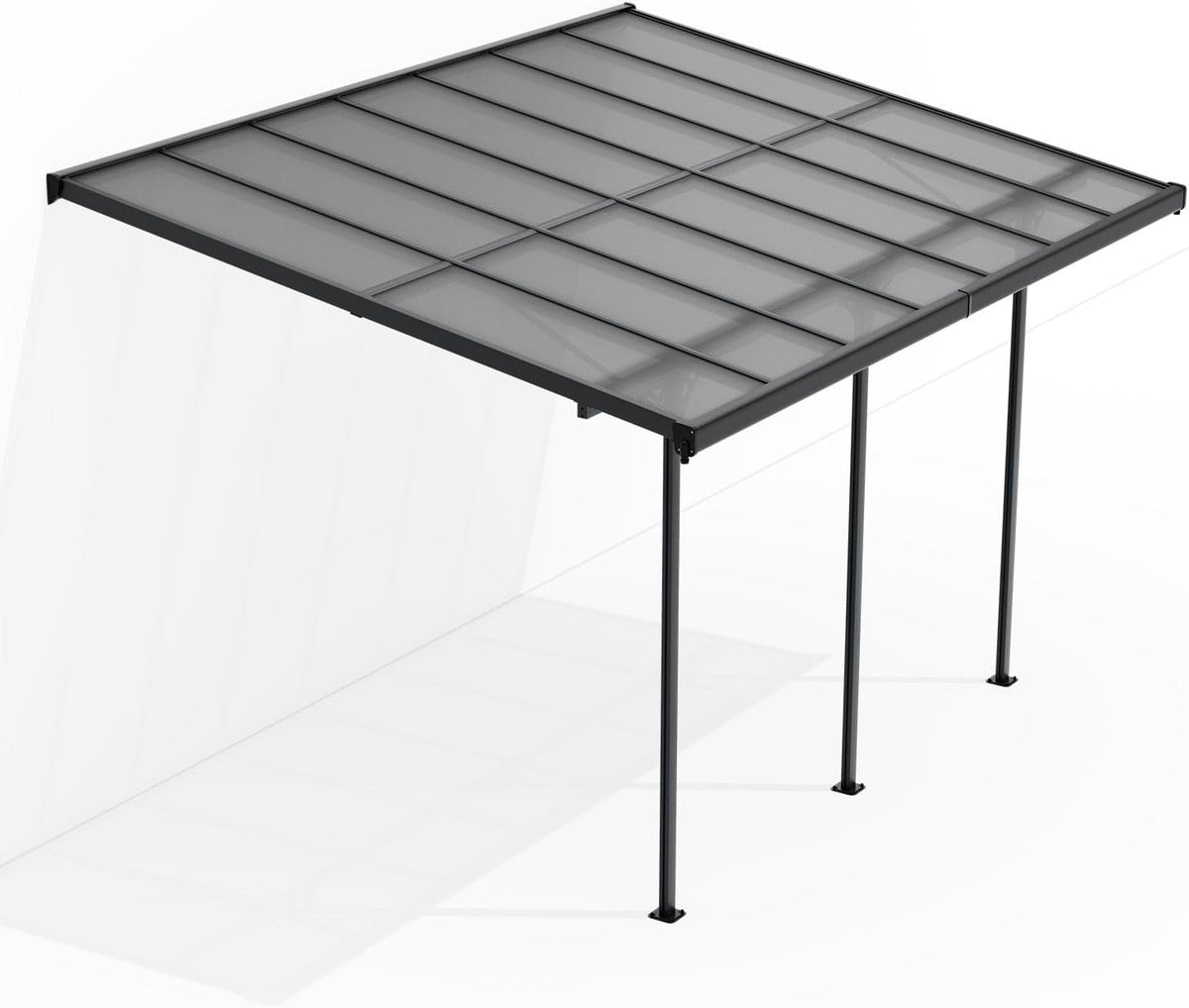 Juskys Terrassenüberdachung Borneo 4x3 m, Sonnenschutz aus Aluminium mit transparenten Doppelstegplatten, Terrassendach zur Wandmontage in Anthrazit