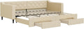 vidaXL Tagesbett Ausziehbar mit Schubladen Creme 90x200 cm Stoff
