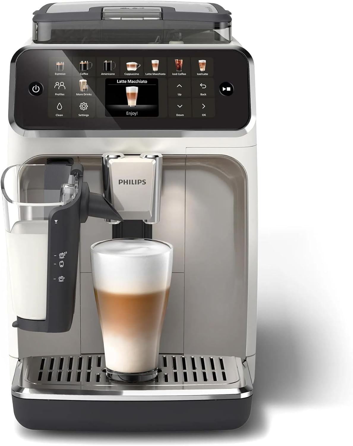 PHILIPS Kaffeevollautomat LatteGo 5500 Serie, Weiß-Chrom, 20 Spezialitäten