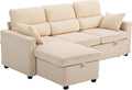 HOMCOM Ecksofa mit Schlaffunktion Schlafsofa mit Bettkasten Beige