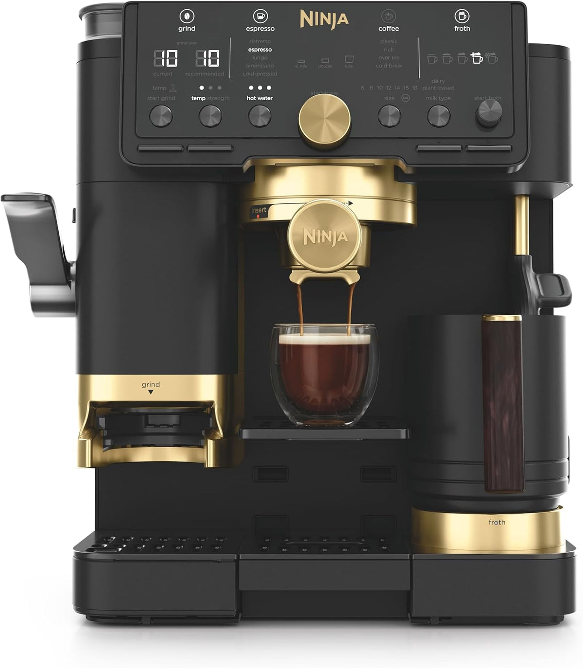 Ninja Luxe Café Pro David Beckham 3-in-1-Kaffeemaschine Schwarz und Gold