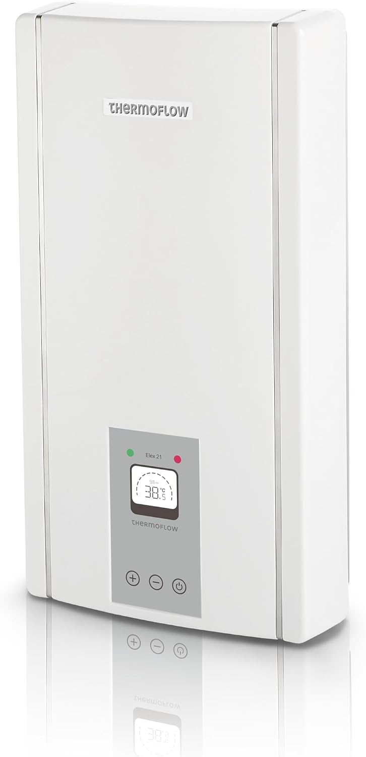 Thermoflow Elex 21 kW Durchlauferhitzer 400 V druckfest, Dusche oder Badewanne, Warmwasserbereiter bis 55 °C, 11,8 L / min, G 1/2' Anschluss