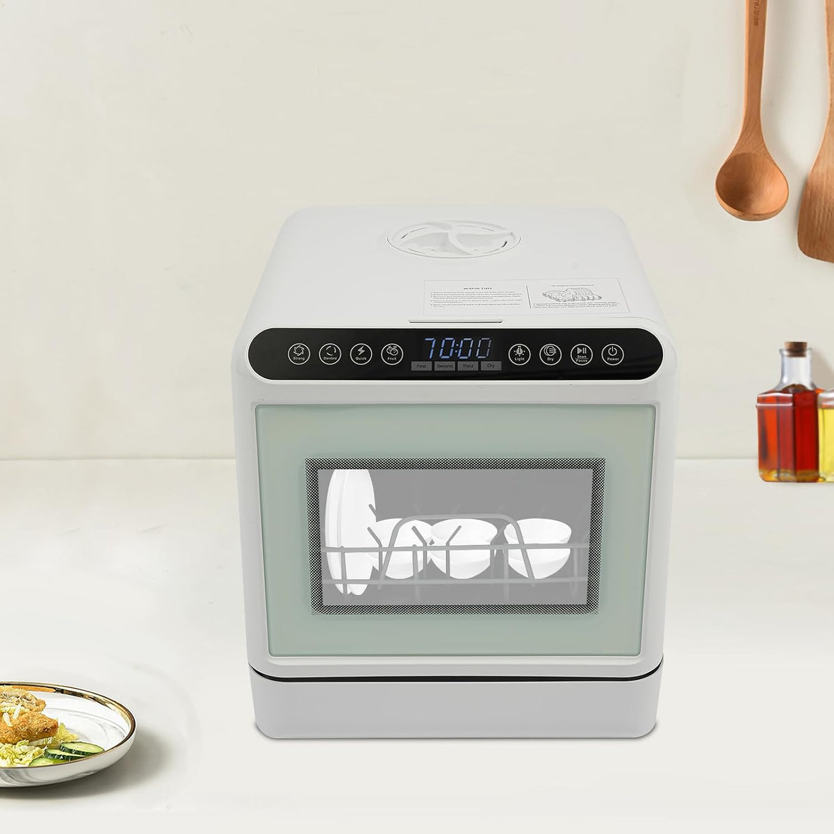 6L Mini Tischgeschirrspüler 1100W Tragbar Geschirrspüler mit 4 Programmen