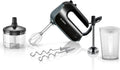 Bosch Handrührer Home Professional Styline MFQ4980B, 850 W, 5 Stufen, 2 Edelstahl Rührbesen- und Knethaken, Mixstab Edelstahl, Universalzerkleinerer