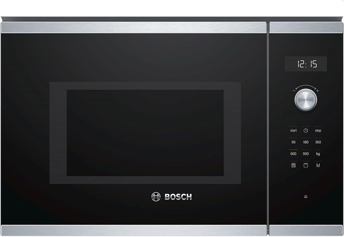 Bosch BEL554MS0 Serie 6 Einbau-Mikrowelle, 38 x 59 cm, 900 W, Drehteller 31,5cm, Türanschlag Links, AutoPilot 8 8 Automatikprogramme, LED-Touchdisplay