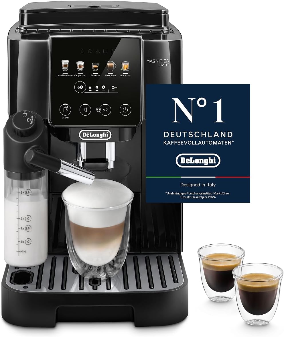 De'Longhi Magnifica Start, Espresso Kaffeemaschine, Schwarz (ECAM222.91.B), Perfetto Kaffeevollautomat mit LatteCrema-Milchaufschäumer, Cappuccino
