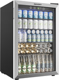 EUHOMY 145 Can Mini Fridge, 4.5 Cu.ft Beverage Refrigerator with Glass Door
