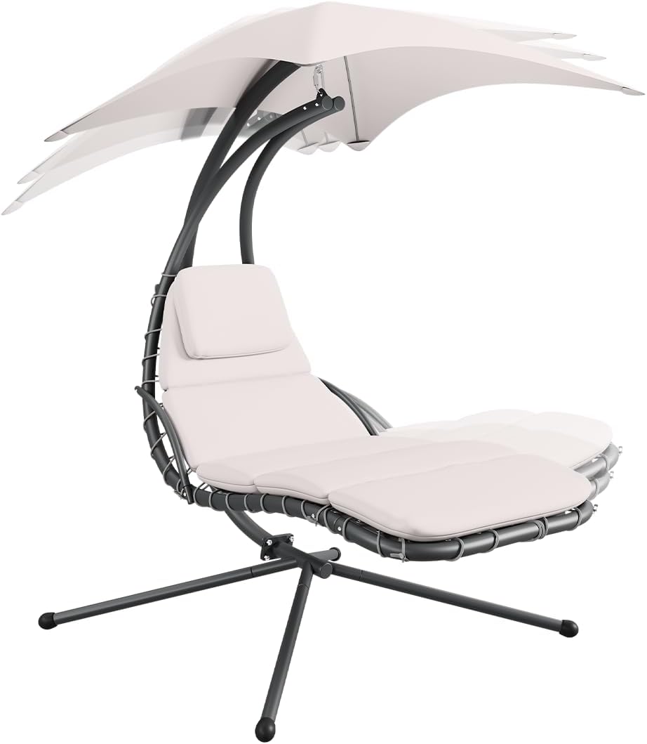STEELSØN Nyria Hängesessel Beige, 120 kg, Schwebeliege mit Gestell, Outdoor