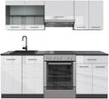 Vicco Küchenzeile R-Line, 200 cm, Weiß Hochglanz/Anthrazit