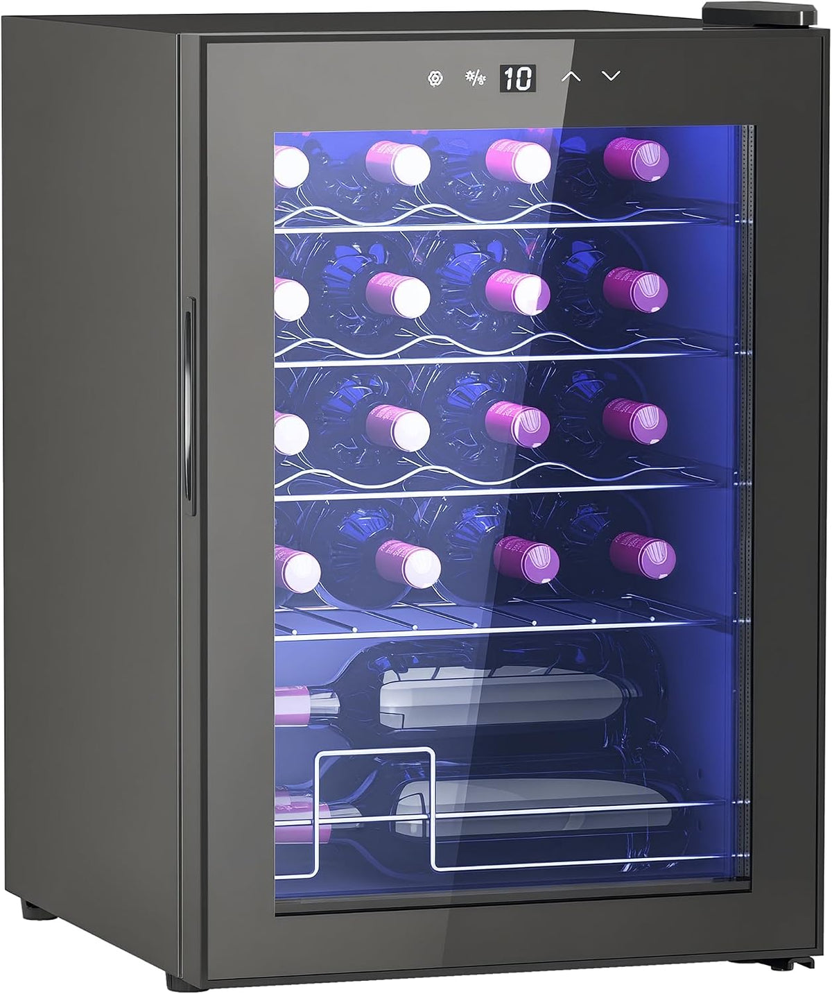 HOMCOM Weinkühlschrank Kompressor 20 Flaschen 53L 5-18°C Glastür Schwarz