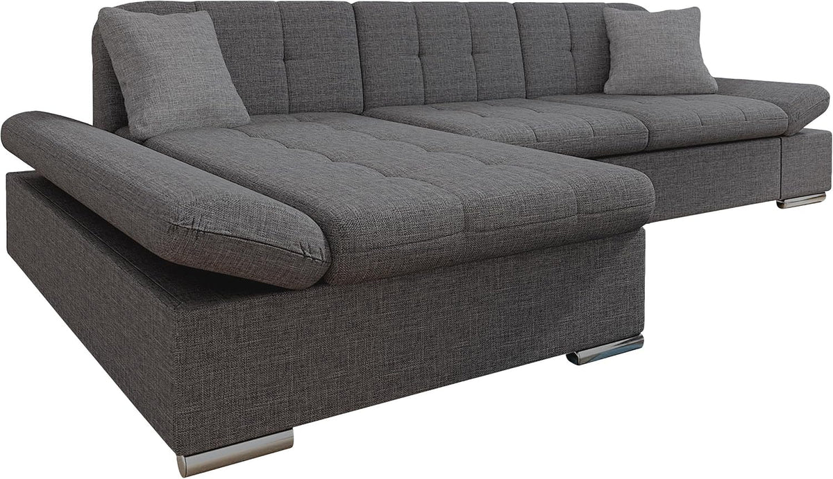 Mirjan24 Ecksofa Malwi mit Regulierbare Armlehnen Design Eckcouch mit Schlaffunktion Bettkasten L-Form Sofa vom Hersteller Couch Wohnlandschaft