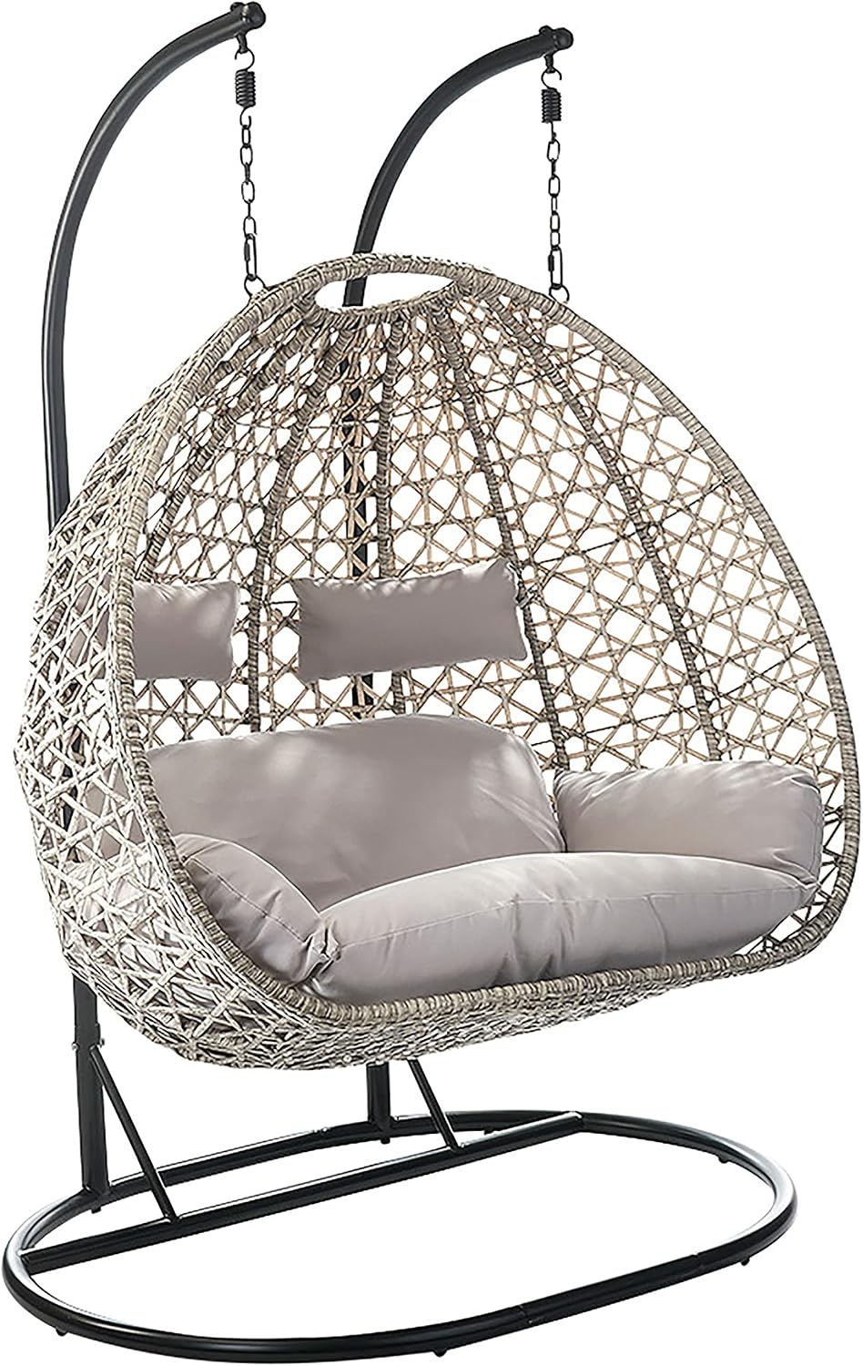 Kobolo Hängekorb Hängesessel Polyrattan für Zwei Personen inkl Beige