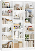 FirFurd Bücherregal Bücherschrank mit 17 Fächern 149x23,5x188 cm weiß