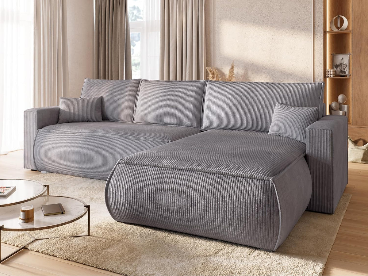 BROMARKT Ecksofa mit Schlaffunktion Couch L Form 270x173x80 cm Hellgrau